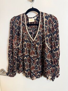 Maeve by Anthropologie Embroidered Boho Blouse (Size Small)